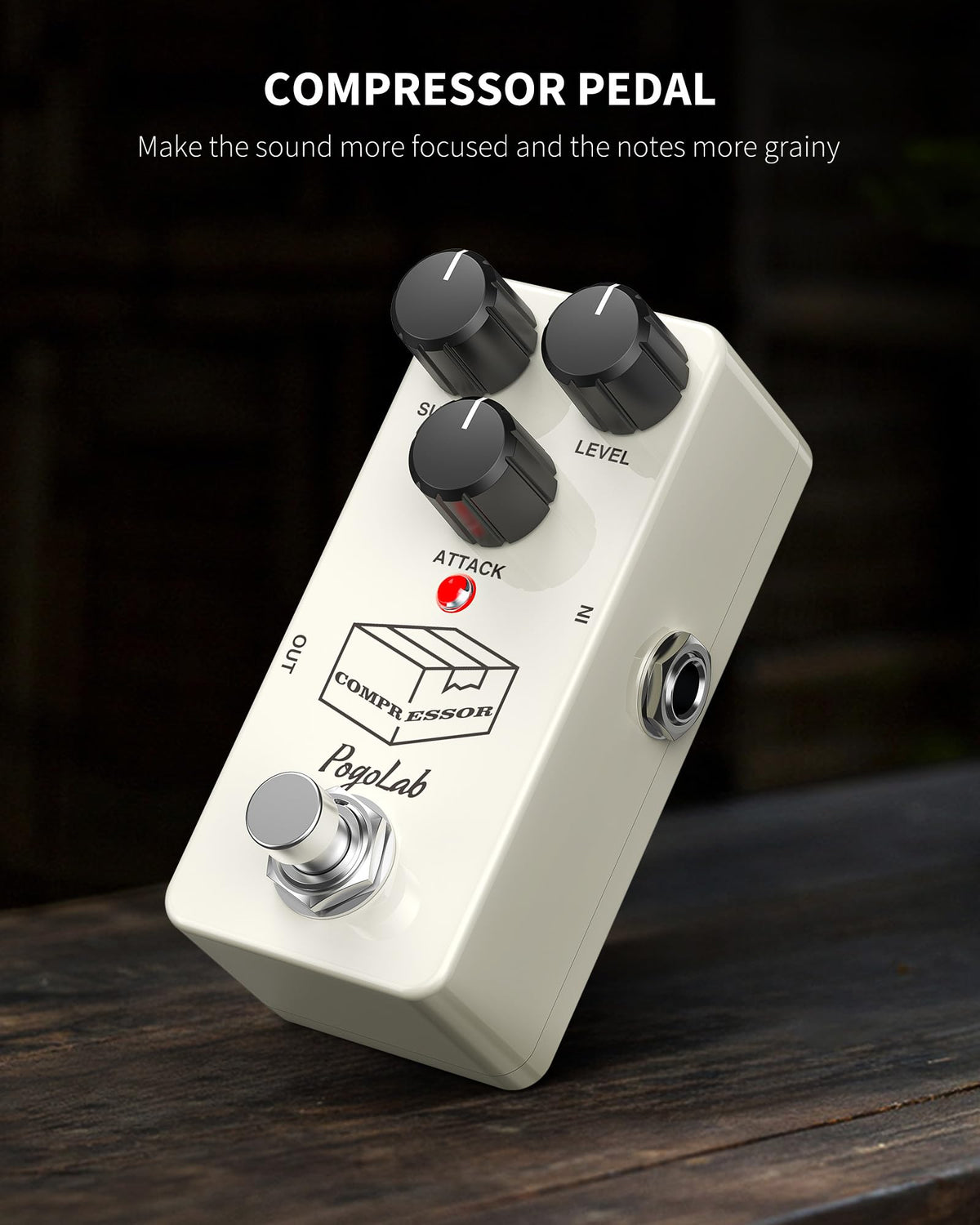 Pogolab Compressor Pedal, Guitar Pedal Compressor, Mini Compressor Pedal for Electric Guitar Bass, True Bypass DC 9V
