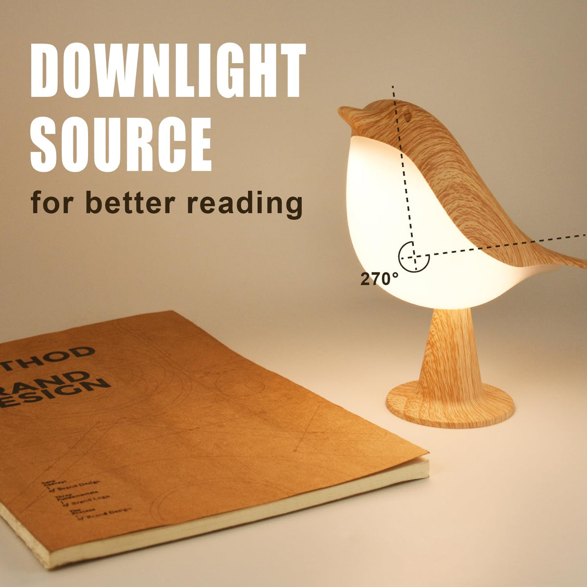 Haotao Small Cute Bird Table Lamp, Touch Night Light, Cordless Bedside Lamps, Desk Lamp, 3-Way Dimmable USB Rechargeable Battery 2600mAh Nightstand Lamps for Bedroom, Bird Decor Gifts