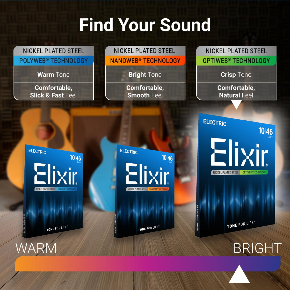 Elixir, Electric Guitar Strings, Nickel Plated Steel-OPTIWEB, 4-Pack, 10-46