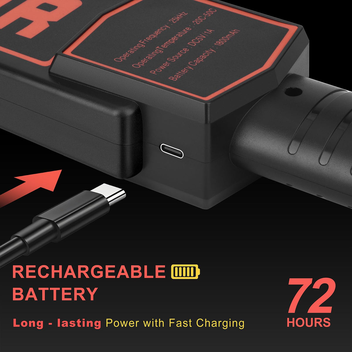 JANEYHIM Handheld Metal Detector Wand Security Scanner,High-Sensitivity Security Wand Metal Detector,Nail Finder,Metal Detector Wand for Woodworking (Built-in Battery, with Charging Line)