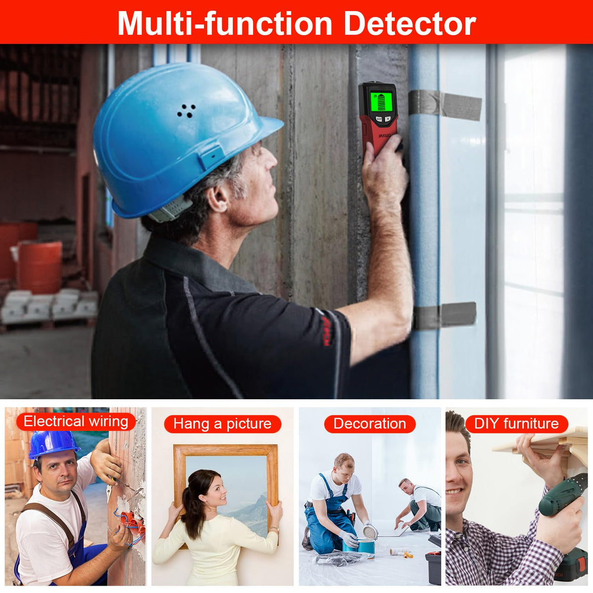 Stud Finder, Upgranded Wood and Metal Stud Detector, Live Wire Detection