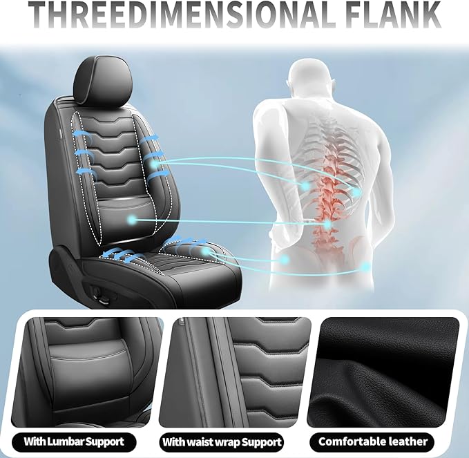 Fit Frontier Car Seat Covers Premium Leather for Nissan Frontier 2009-2025 2026. Waterproof， Breathable, Scratch-Resistant & All-Weather Seat Cushion Protector（Front Seat,Black