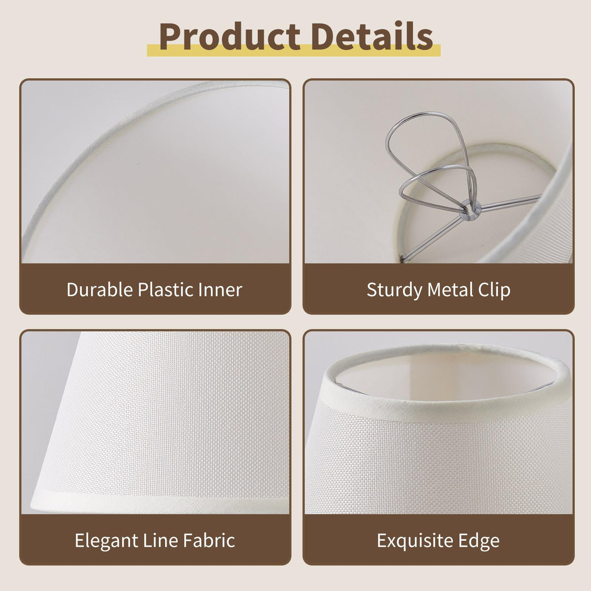 Small Lamp Shades Set of 6, Clip-on Fitter Lamp Shades, 3" x 6" x 5"