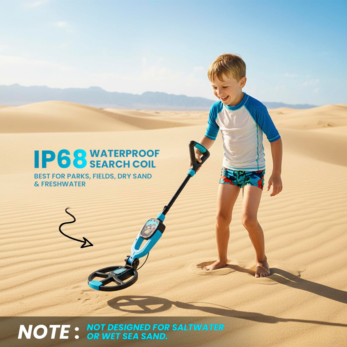 RIPTIC Metal Detector for Kids – Lightweight Kids Metal Detector with Adjustable Stem, LED Depth Display, Waterproof Search Coil, Shovel, Rake & Carry Bag – Outdoor Treasure Hunting Kit