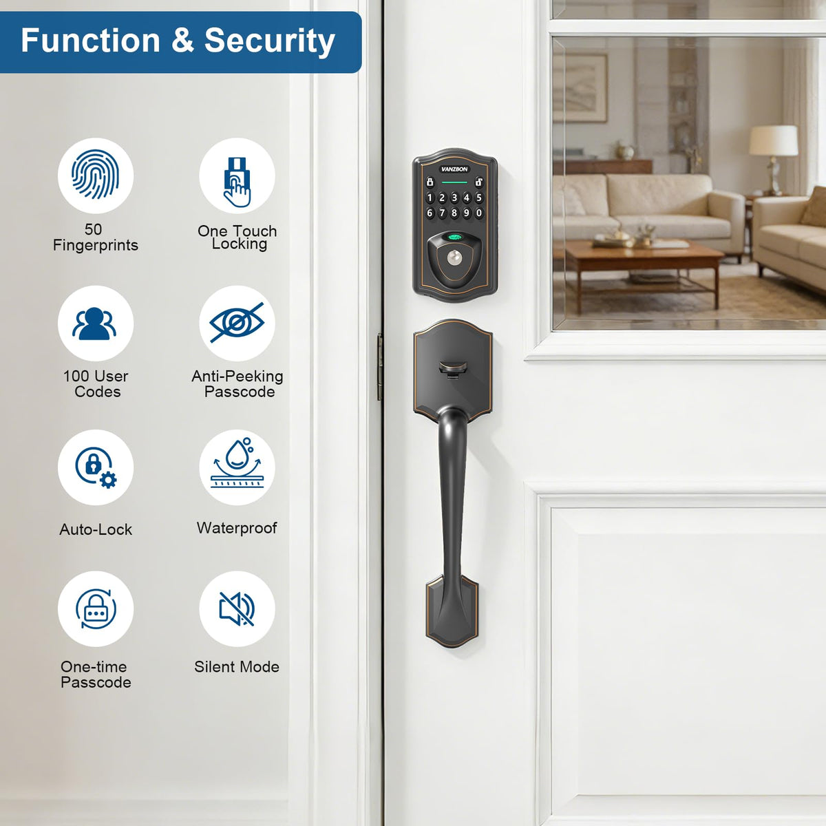 Keyless Entry Door Lock for Front Door,Smart Doorknob Keypad Deadbolt,ORB