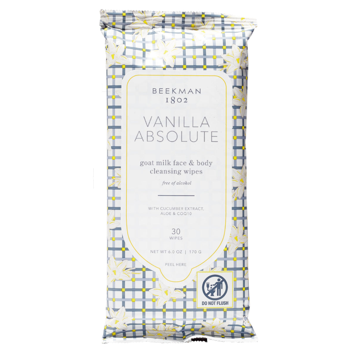 Beekman 1802 Goat Milk Face Wipes, Vanilla Absolute, 30 Count