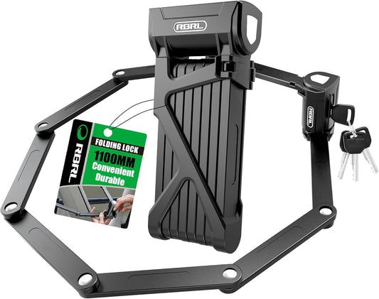 RBRL Folding Bike Lock, 3.6ft Heavy Duty Anti Theft, Hardened Steel 8mm Chain Lock with 4 Keys for Ebikes, Scooters, Motorcycles & MTB