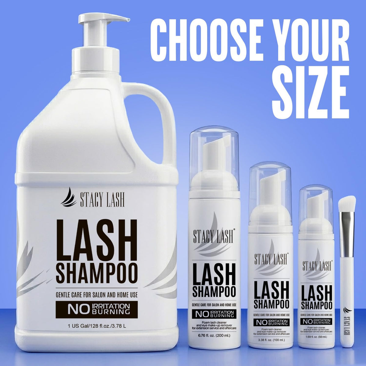 STACY LASH Eyelash Extension Shampoo + Brush / 1.69 fl.oz / 50ml / Korean Makeup Remover/Eyelid Foaming Cleanser/Wash for Extensions & Natural Lashes/Supplies for Professional & Home Use