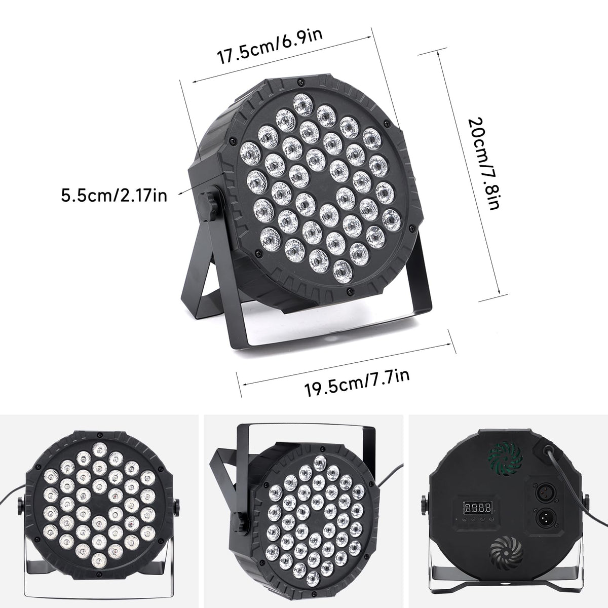 36W RGB LED DJ Stage Par Lights 4Pack, Sound Activated & DMX for Party