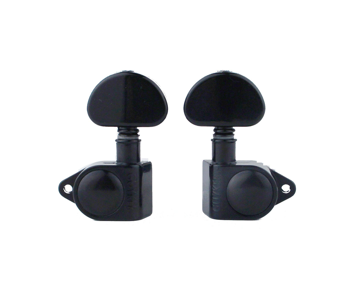 Guyker Guitar Machine Heads (3L + 3R Handed) – 1:21 Sealed Tuners Tuning Key Pegs with Big handle Replacement for Electric, Folk or Acoustic Guitars – Black, GK102B