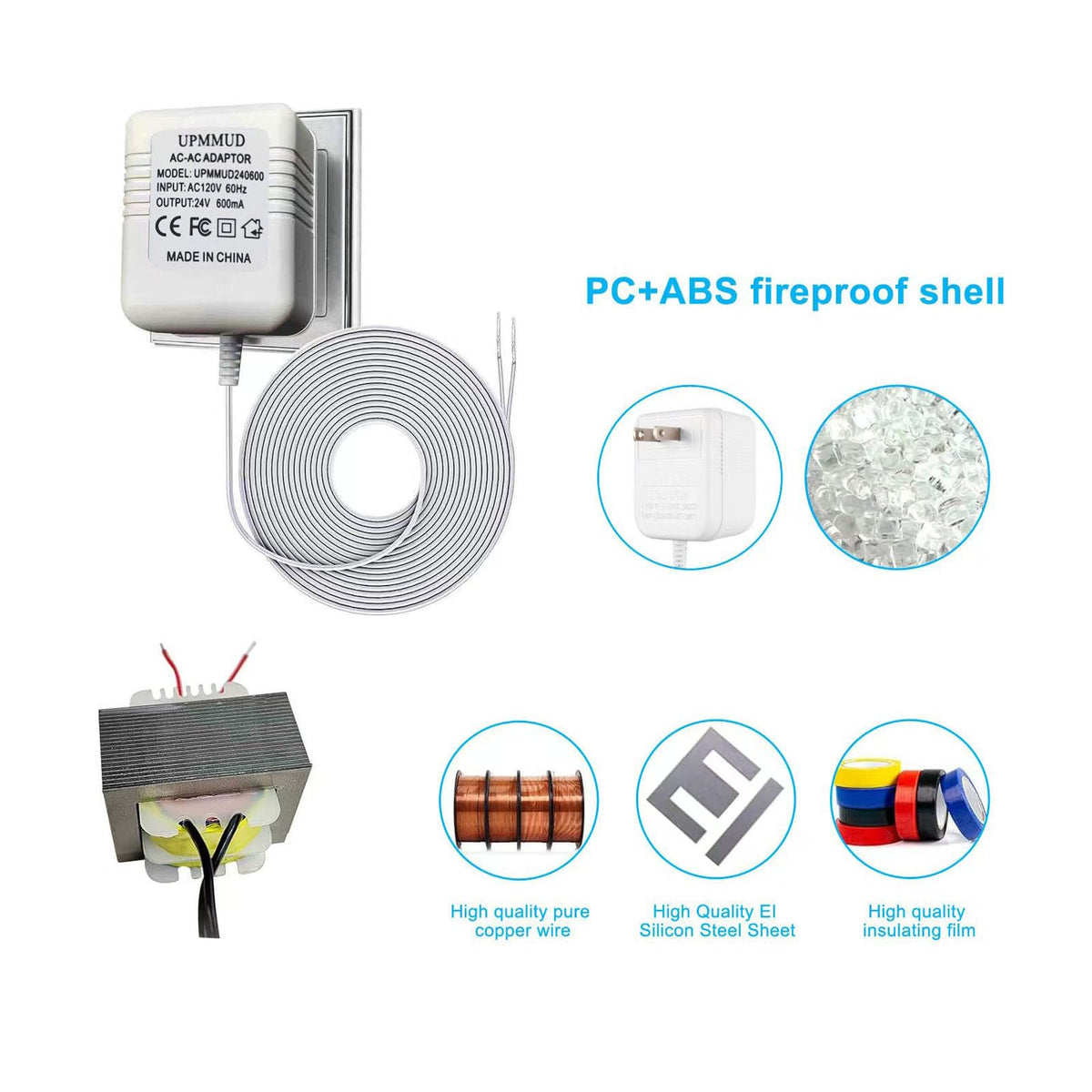 UPMMUD AC-AC 24V Video Doorbell Power Supply Transformer