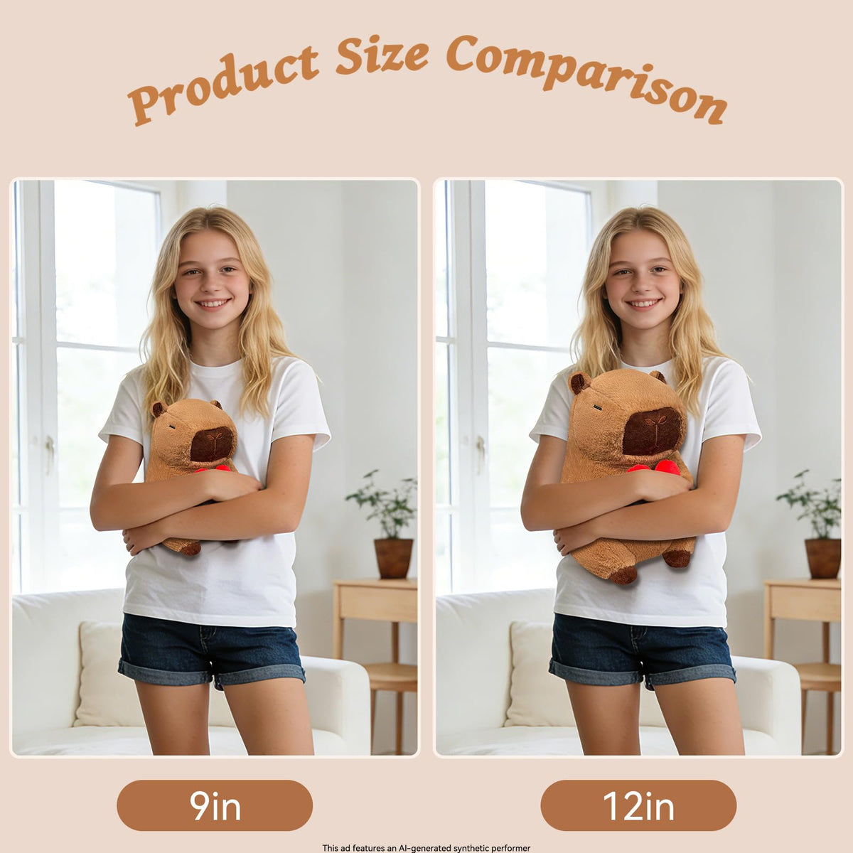SHINUOER Cute Capibara Plush, Stuffed Animal with Red Heart 12 Inch