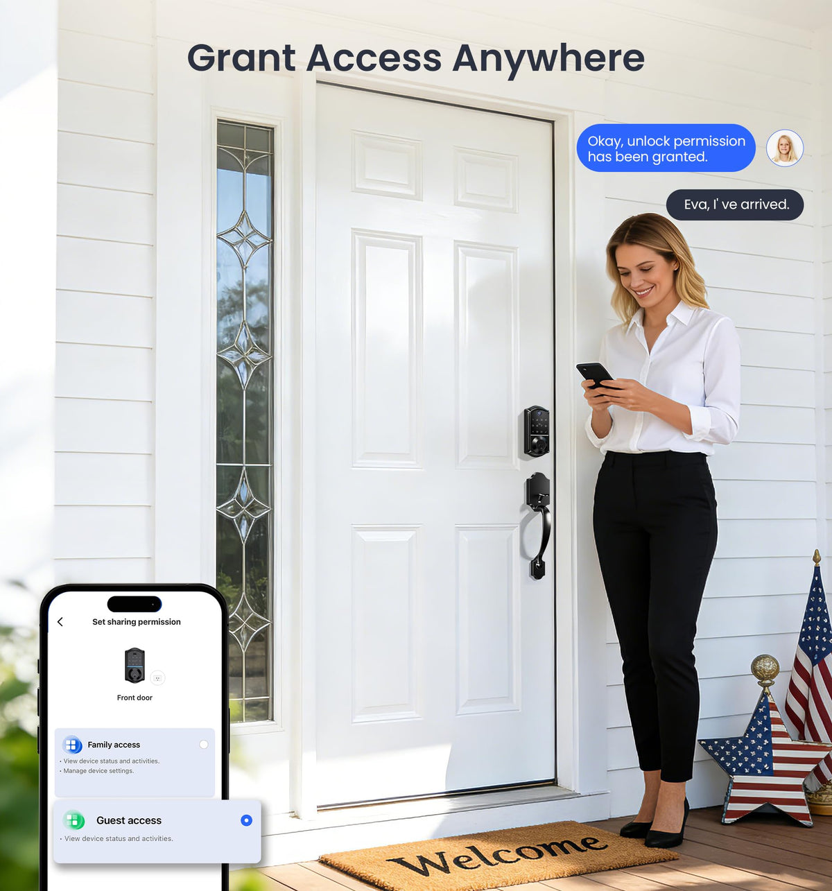 Veise VE017 Fingerprint Smart Door Lock with App Control, Matte Black