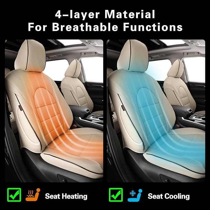 EKR Camry Car Seat Covers for Toyota Camry Hybrid LE,XLE 2012-2017 & Hybrid SE 2015-2017,Waterproof Leather Car Seat Cover Full Set for Trucks SUV-Faux Leather (Beige)