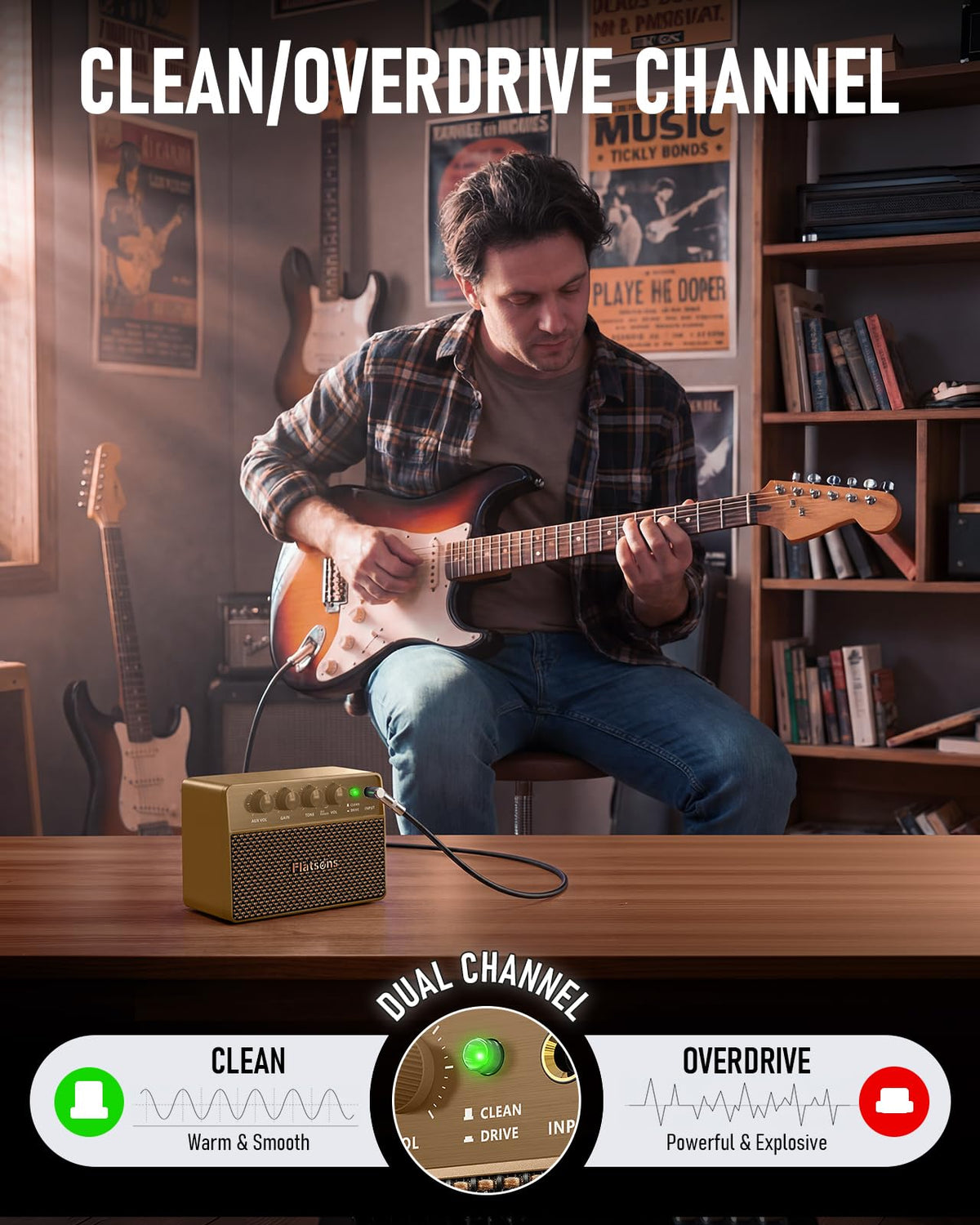 10W Mini Guitar Amp,Rechargeable Electric Guitar Amplifier