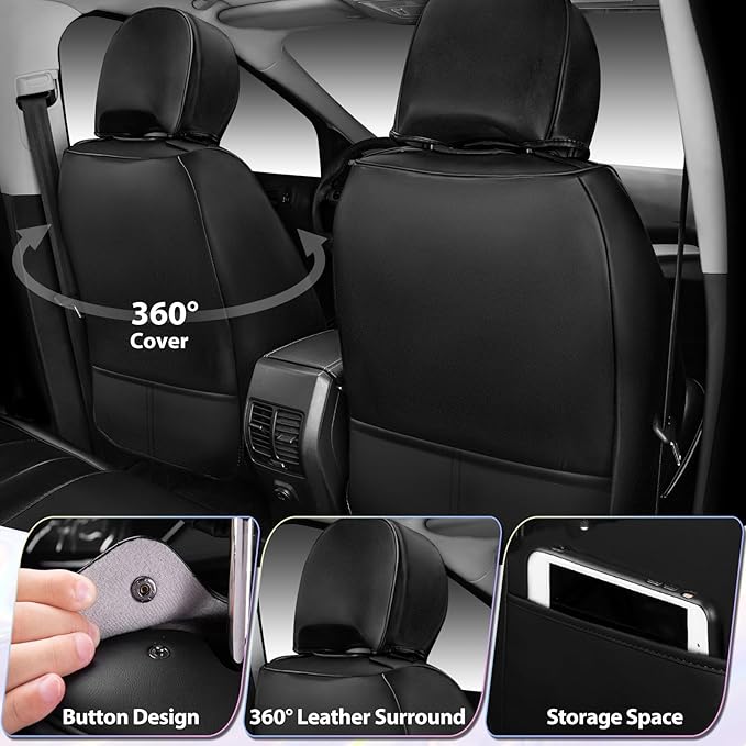 CAR PASS Nappa Leather Seat Covers Front Seats Only, Waterproof Faux Leather car Seat Cover 2 Piece Cushions Protector Universal Fit for SUV Truck Automotive Vehicle, Chameleon Iridescent Reflective