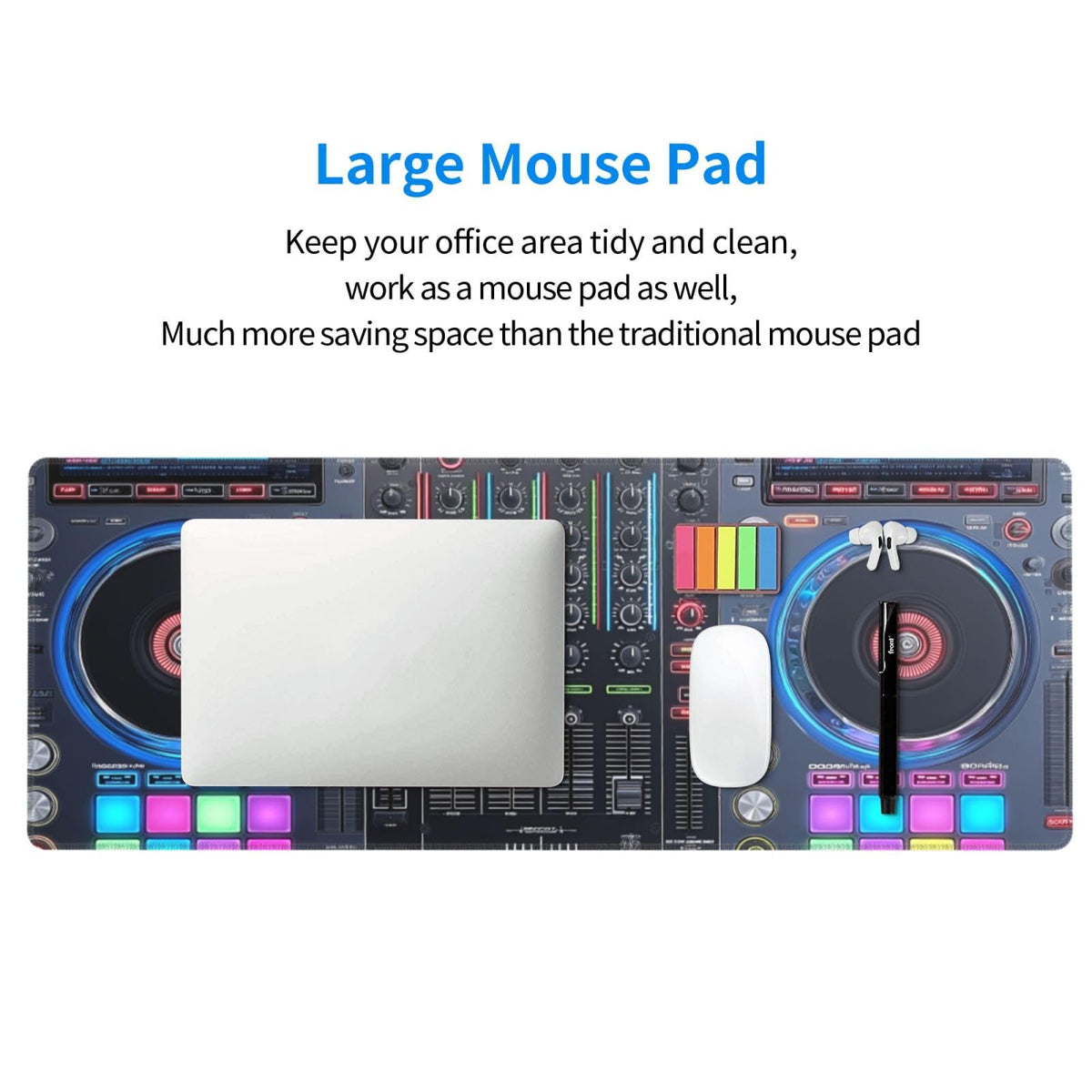 XL Large Gaming Mouse Pad Desk Mat, 31.5×11.8 Inch DJ Mixer Desk Pad, Music Controller Turntable Long Keyboard Mat for Desktop Laptop PC Computer