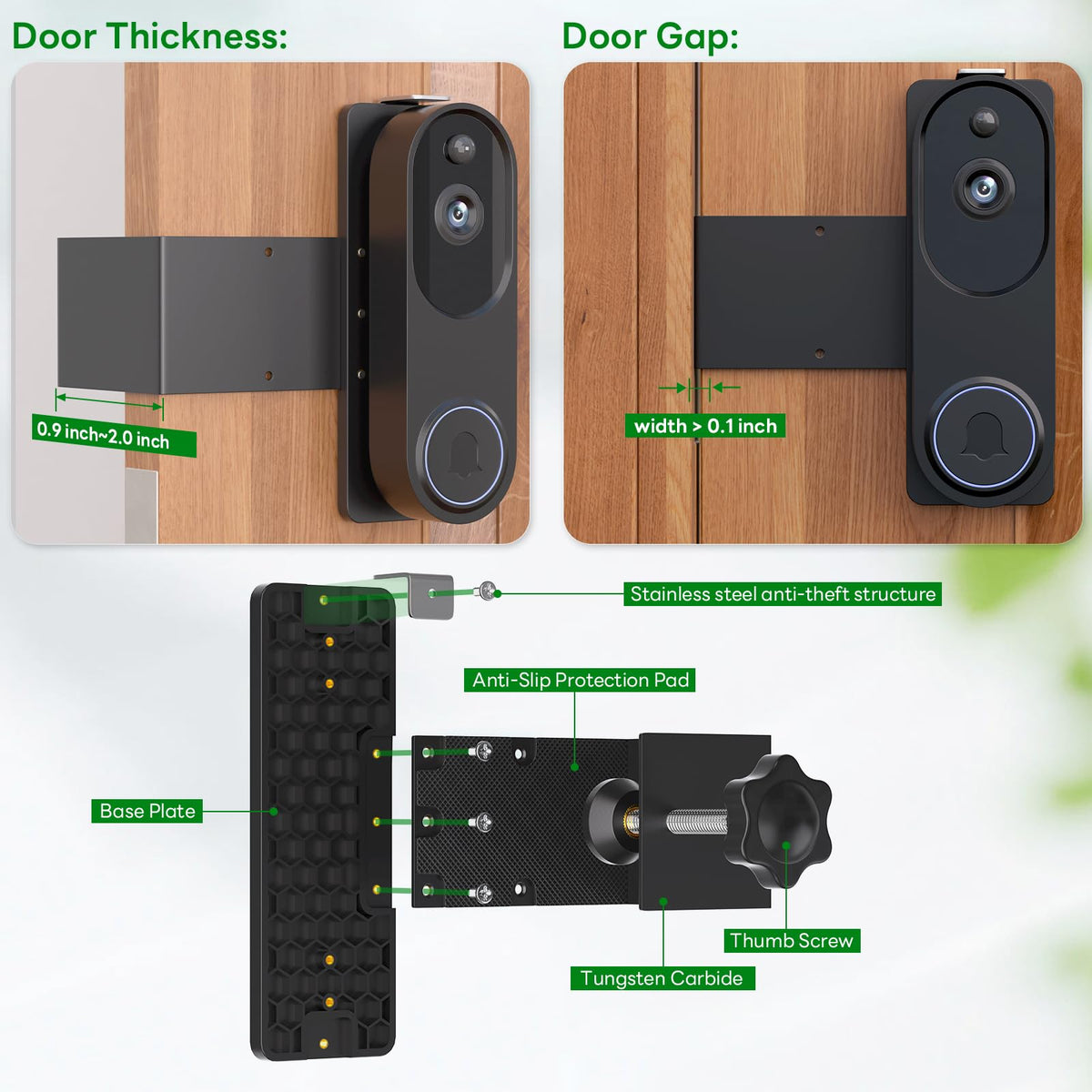 Aaeytby Anti-Theft Doorbell Camera Mount Compatible with Orbitell Video Doorbell, Anti-Blocks Motion Sensor, Adjustable Mounting Bracket Accessories for Houses, Apartments, Businesses, Rentals-Black