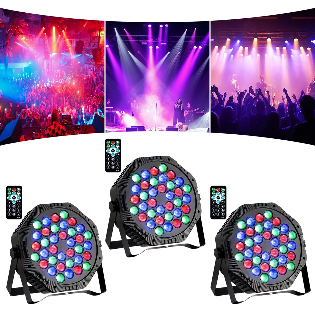 Yiixuyo - 3-Packs 36 LEDs Par Lights DJ Stage Light for Party