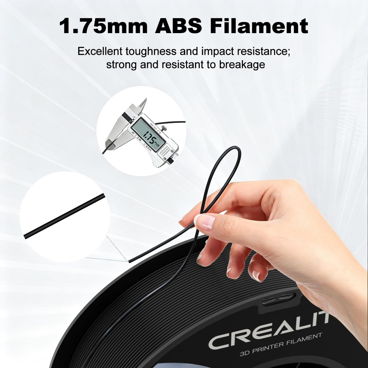 Creality ABS Filament 1.75mm, 3D Printer Filament Bundle, 4kg Spool, Black