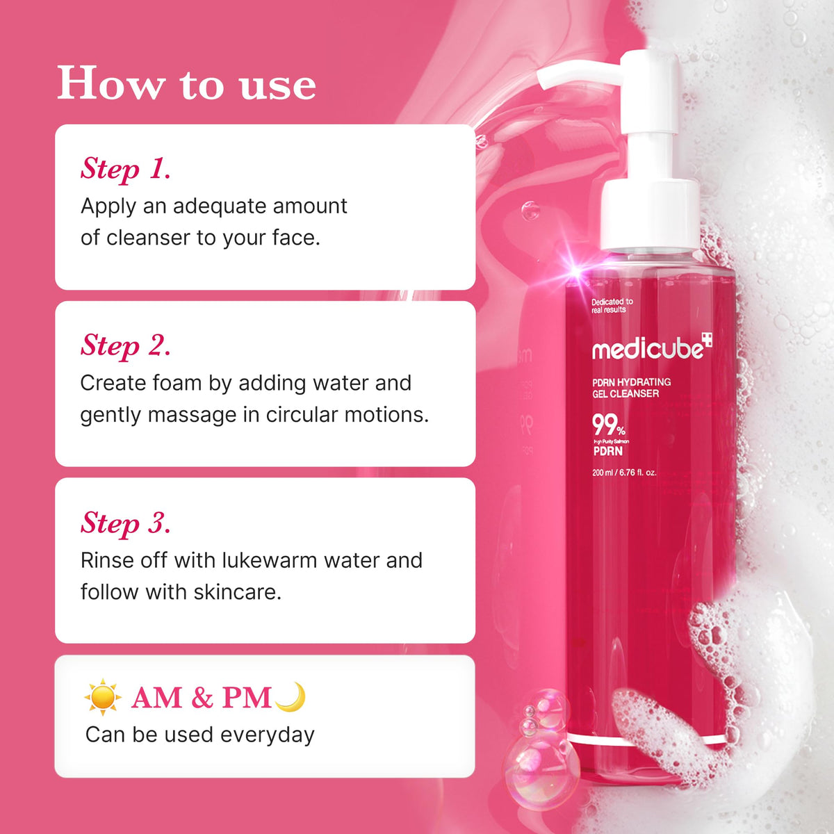 medicube PDRN Jelly to Foam Cleanser - Gentle Low pH Hydrating Cleanser