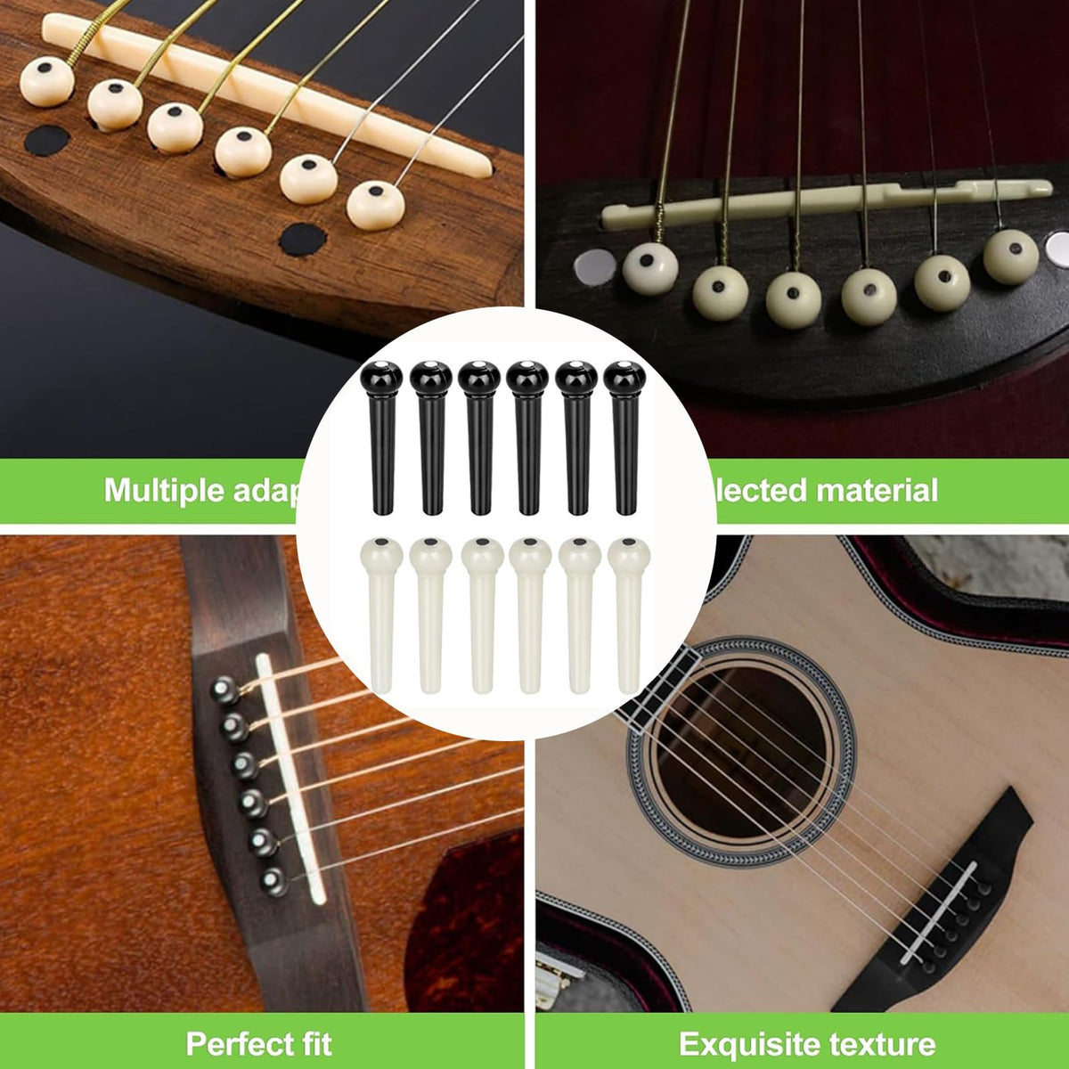 JINWEE Guitar Accessories Kit Including acoustic Guitar Strings, tuner, capo, 3-in-1 restring tool, picks, bridge pins, guitar nuts saddles and Fretboard Stickers(48 Pcs)