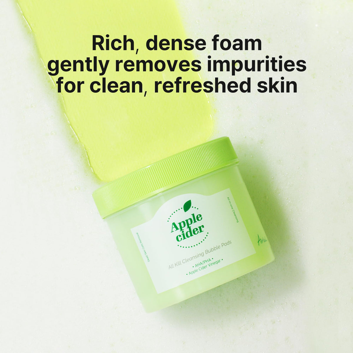 Ariul Apple Cider All Kill Cleansing Bubble Pad – Exfoliating Wipe-Off Face Cleanser, Pore & Dead Skin Care, Korean Skincare (60 Pads)