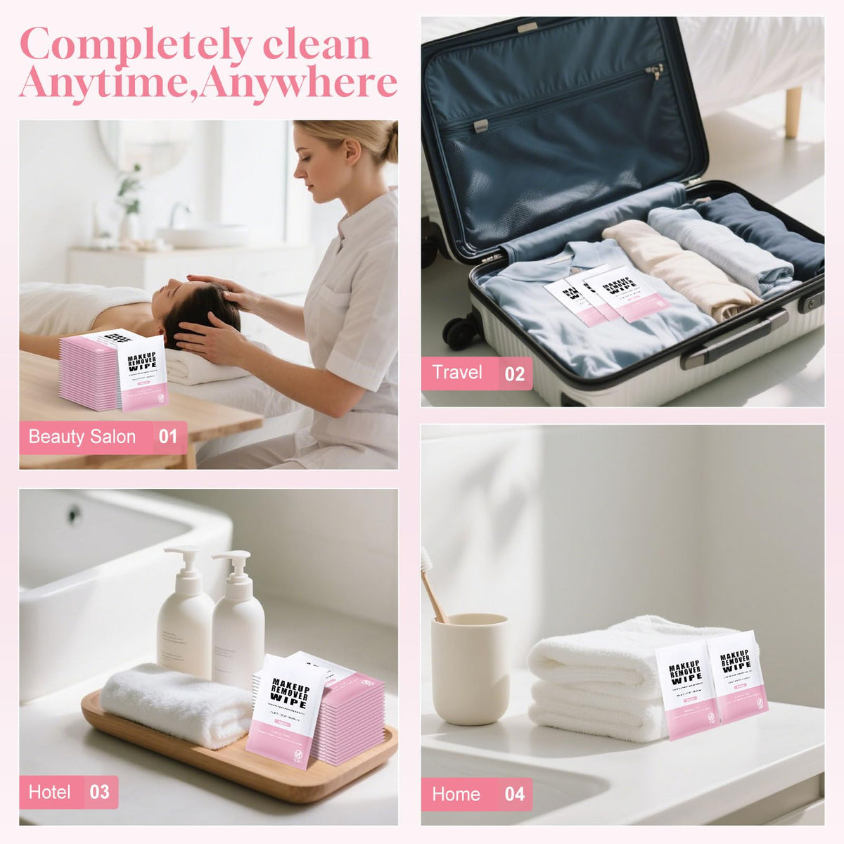 Pack of 200 Makeup Remover Wipes Individually Wrapped,Sakura Scent