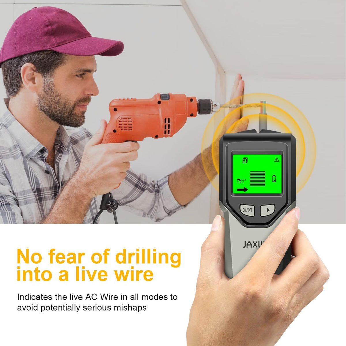 Stud Finder Wall Scanner - 5 in 1 Stud Finder Tool w/Smart Chip and HD LCD Display, Stud Detector Beam Finders for the Center and Edge of Wood AC Wire Metal Studs Joist Pipe (‎‎grayish)