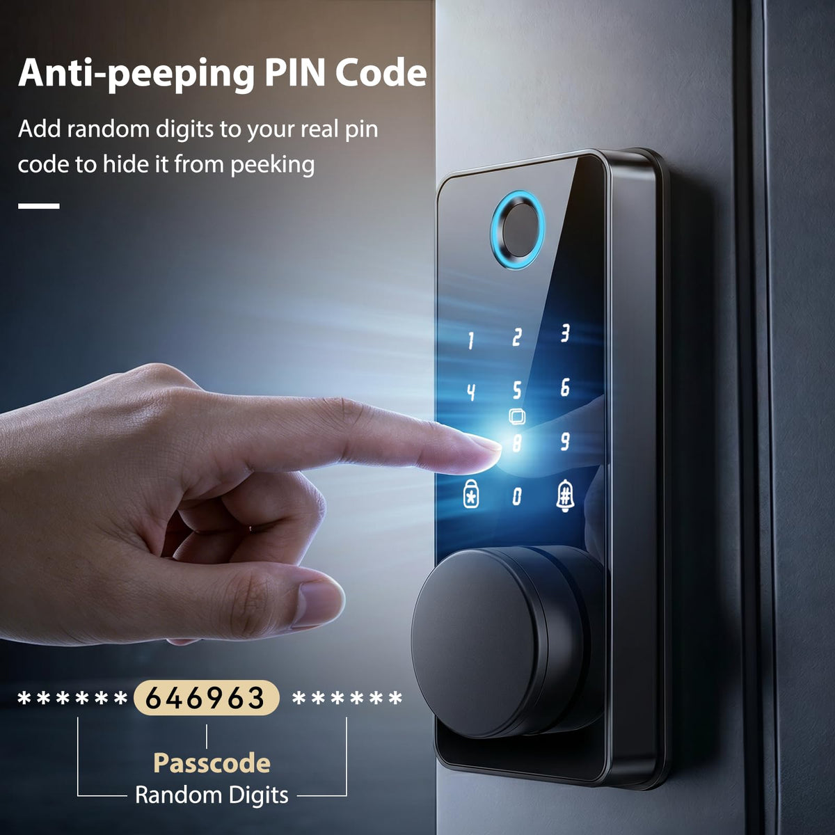 Smart Lock with Handles, Biquole Fingerprint Door Lock for Front Door