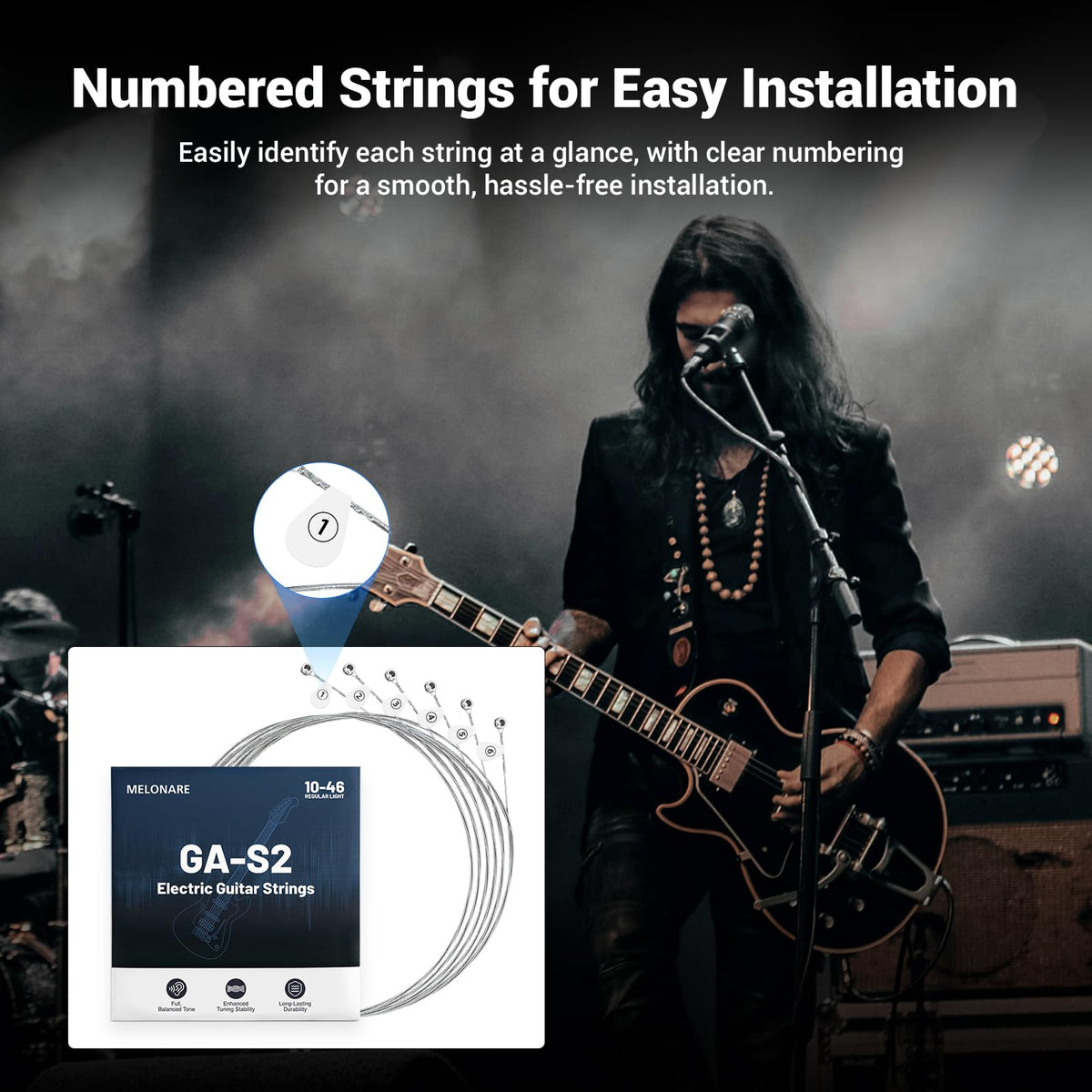 MELONARE 5-Pack Regular Light Electric Guitar Strings GA-S2-5