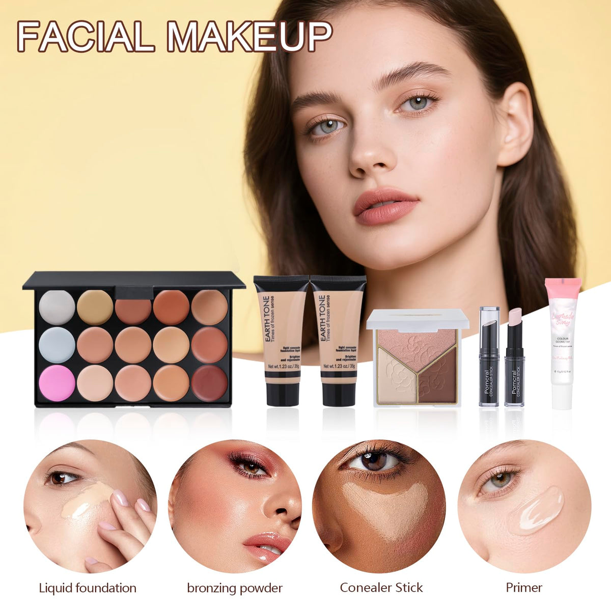 Makeup Kit For Women Girls, Makeup Set For Teens beginners, Full Makeup Kit With Everything Carrying Bag, Eyeshadow Palette, Foundation, Concealer, Lipstick, Brushes (14 & 20 Color eyeshaow Kit)