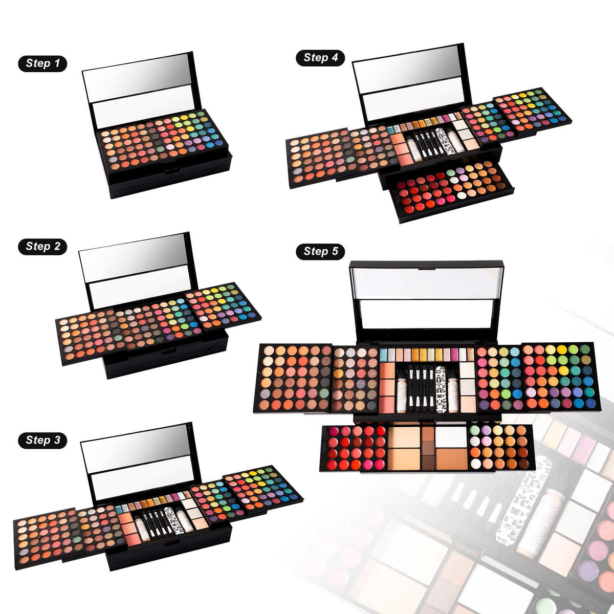 187 Colors Professional Makeup Palette - All-in-One Kit With Eye Shadows, Lipsticks, Mascara, Foundations, Blushes, Brow Pencils, Nail File - Makeup Gift Set for Women and Girls