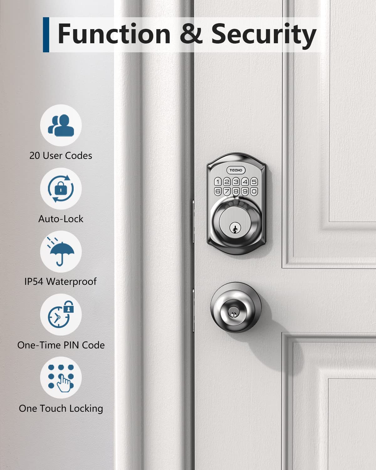 TEEHO TE001 Keyless Entry Deadbolt with Keypad for Front Door, Satin Nickel