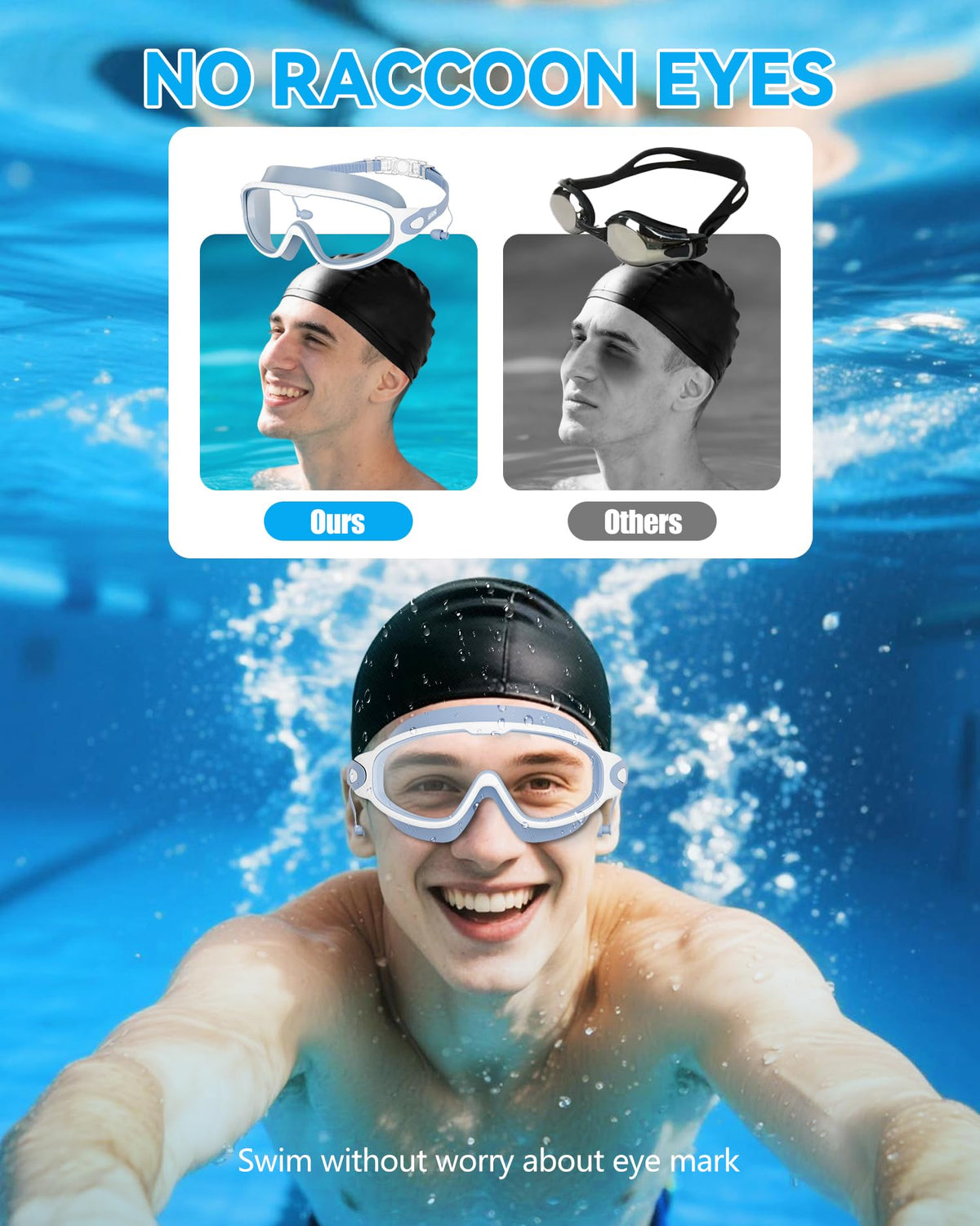 Aegend New Adult Wide View Swim Goggles, Anti-Fog/UV No Leak Swimming Goggles with Ear Plugs for Men & Women