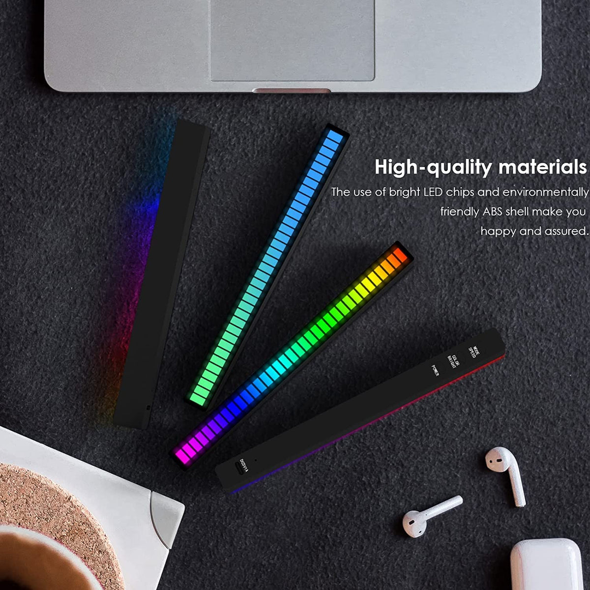 Soulpunk RGB Rechargeable Sound Control Light, Voice-Activated Pickup Music Rhythm Lights, Creative Colorful LED Ambient Light, with 15 Modes Music Sync 32-Bit Audio Spectrum for Car（4 Pack-App）