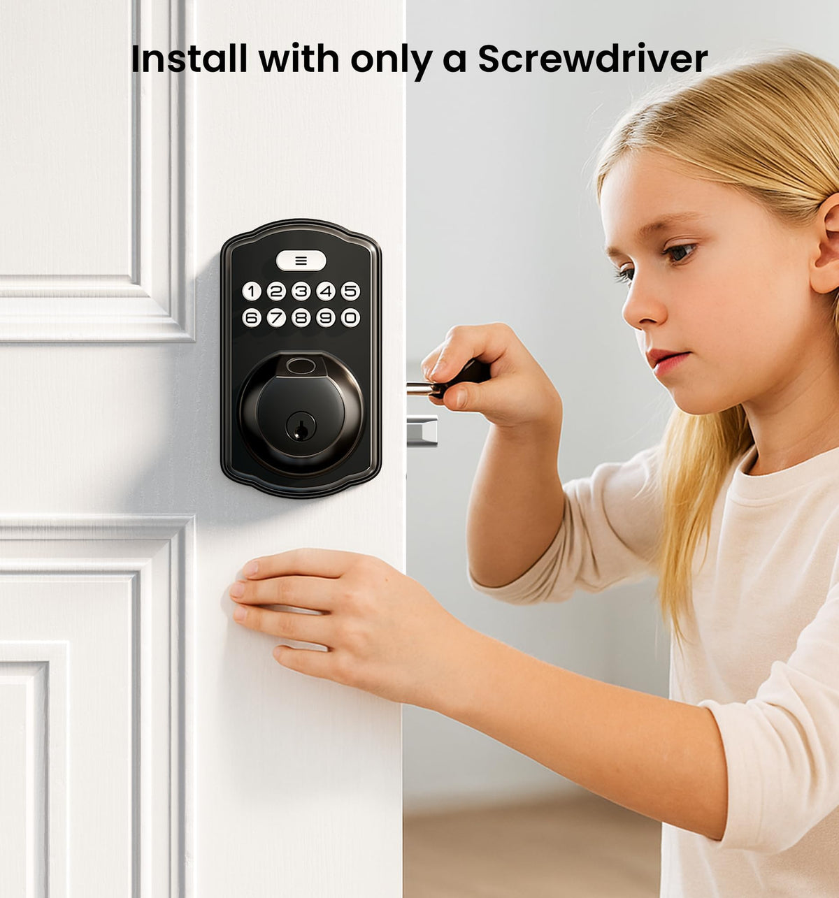 Veise KS02A Fingerprint Door Lock, Keypad Deadbolt, Matte Black