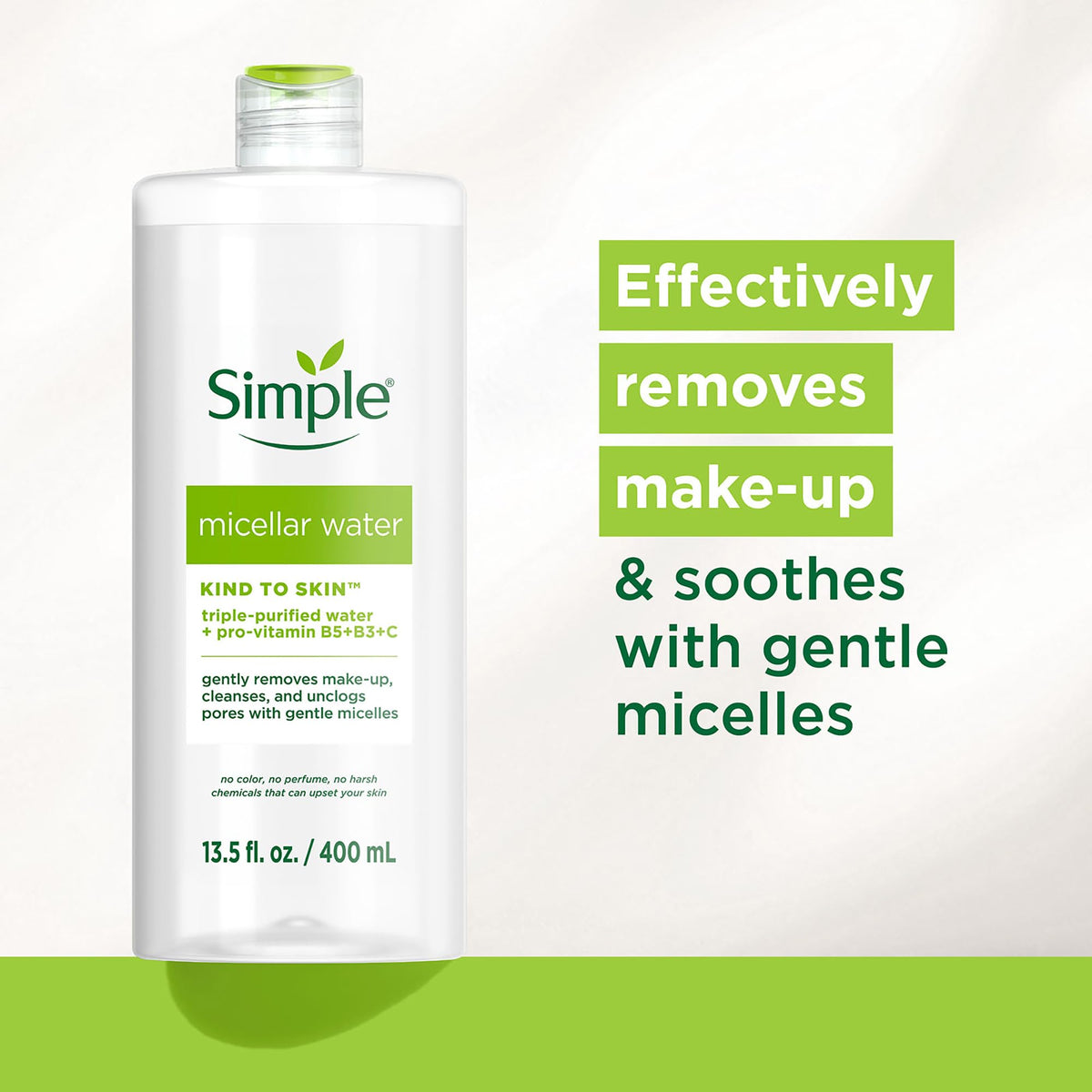 Simple Kind To Skin Micellar Water - Makeup Remover and Facial Cleanser - Face Cleanser with Pro-Vitamin B5, B3 and C - Vegan, No Perfumes - 6 pc