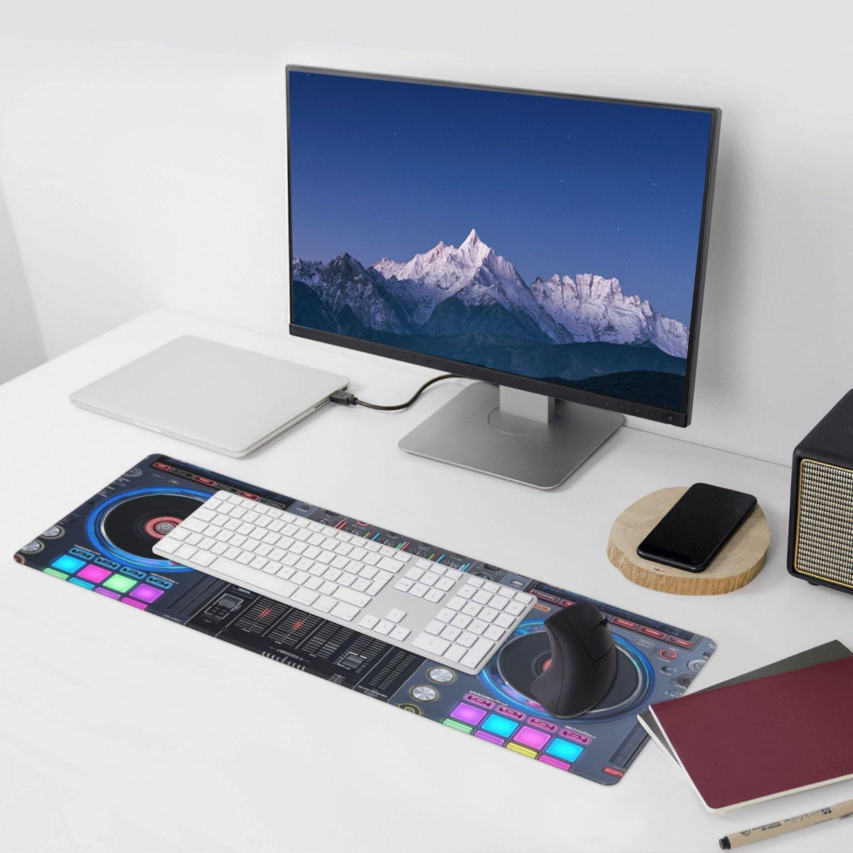 XL Large Gaming Mouse Pad Desk Mat, 31.5×11.8 Inch DJ Mixer Desk Pad, Music Controller Turntable Long Keyboard Mat for Desktop Laptop PC Computer