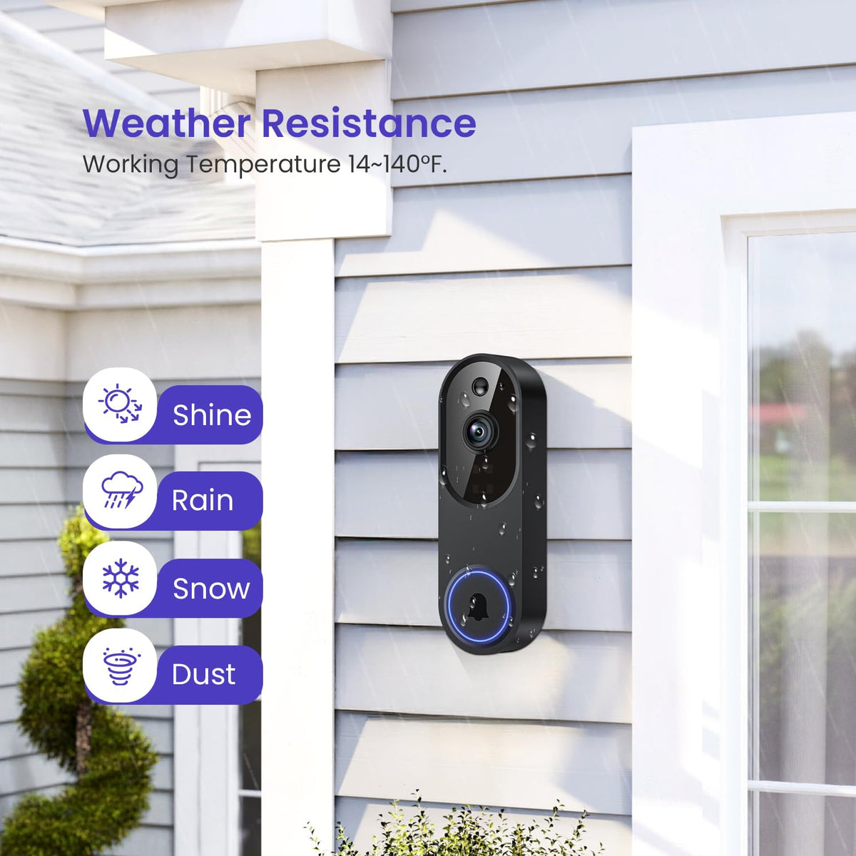 WarmBot 1080p Smart Wi-Fi Doorbell Camera with Doorbell Receiver, AI Motion Detection, Night Vision, Cloud Storage, 2 Way Audio, Battery Powered, 2.4GHz Wi-Fi Only