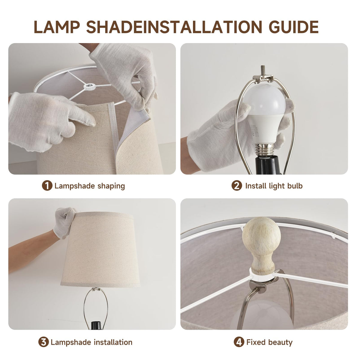 Terpsichore Lamps for Living Room Modern Farmhouse Table Lamp Bedside Reading Lamps Set of 2 Night Stands Bedroom Night Lamp,with Fabric Lamp Shade (White, High 26.25 Inch)