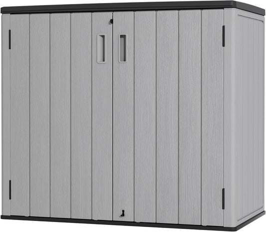 Large Outdoor Storage Box,Resin Sheds&Outdoor Storage Waterproof/Lockable,Outdoor Storage Cabinets for Balcony,Garage,Backyard (37Cu.ft-Pale Grey)