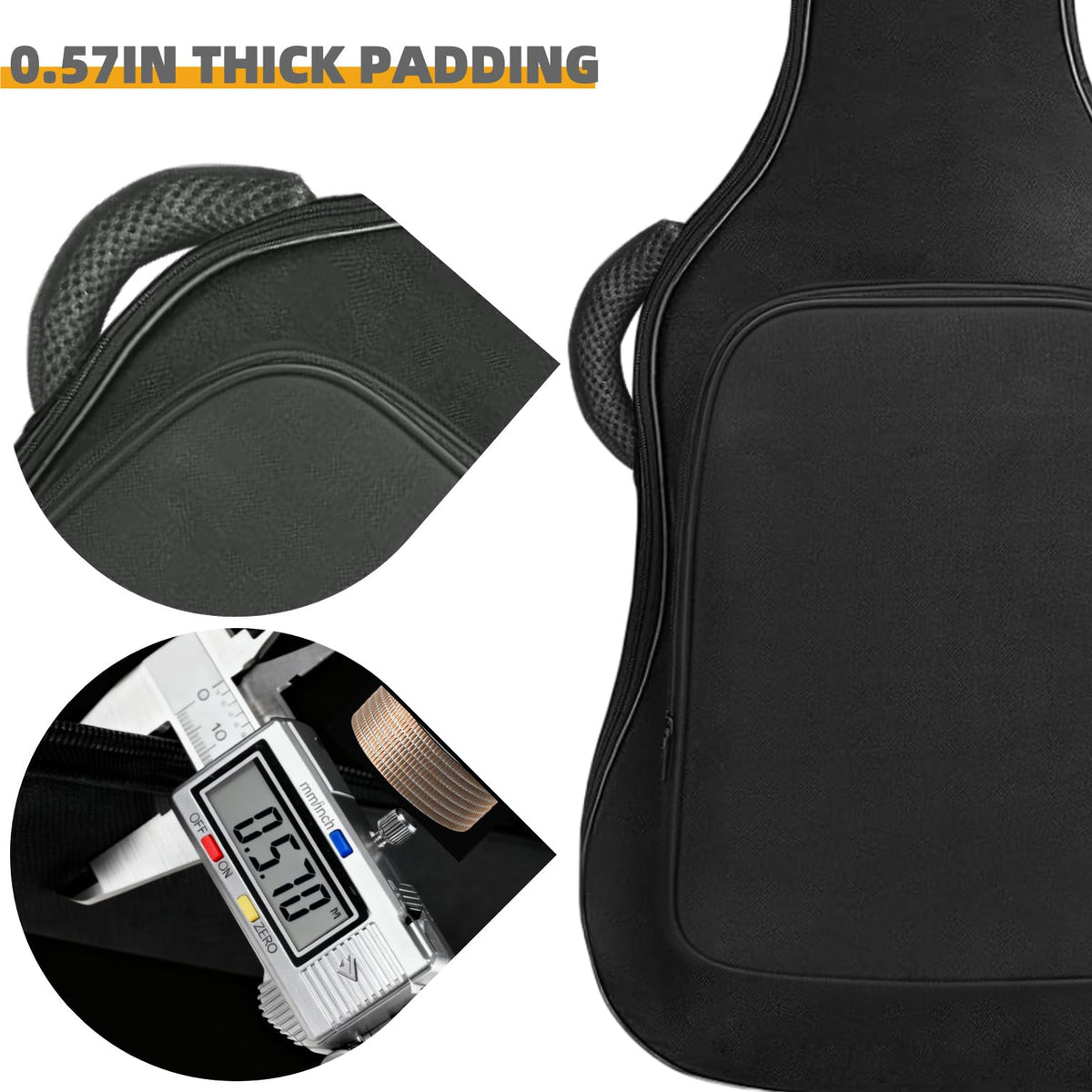 MOHUNFEY 39 inch Electric Guitar Bag Gig Bag 0.57 inch Padding Sponge 600D Ripstop Waterproof Backpack Padded Dustproof Soft Soft Guitar Case Black