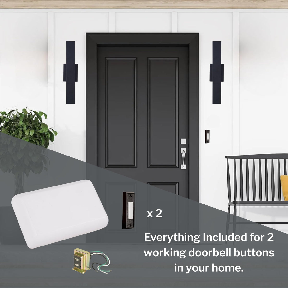 Craftmade CK1001-W Builder Chime Kit Includes White Door Chime, T1610 Transformer, 2 Black Buttons