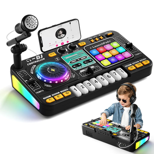 VLQ Kids DJ Mixer Table, Musical DJ Set for Kids with Lights & Bluetooth