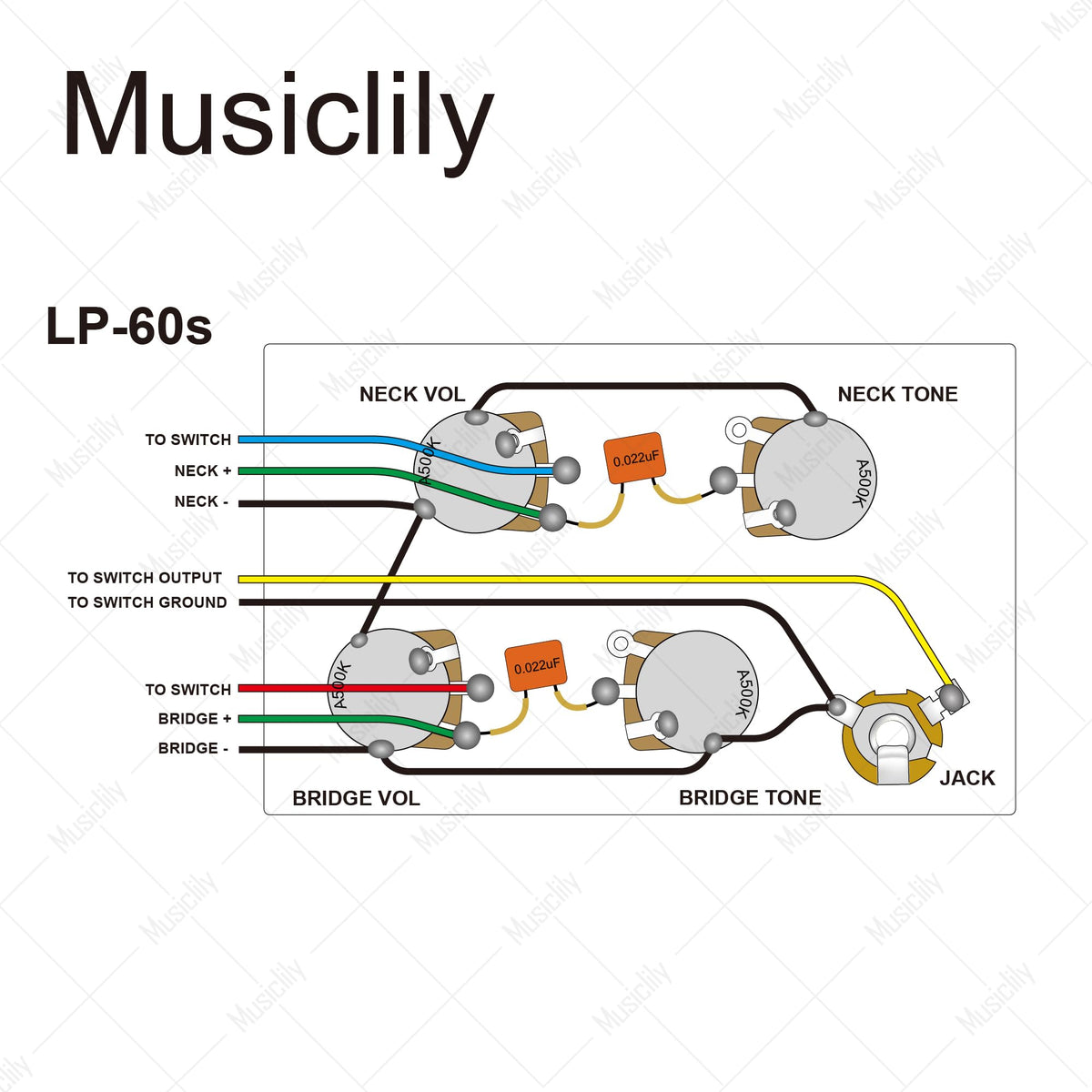 Musiclily Pro LP STD Modern 60s Pre-wired Wring Harness Kit Upgrade