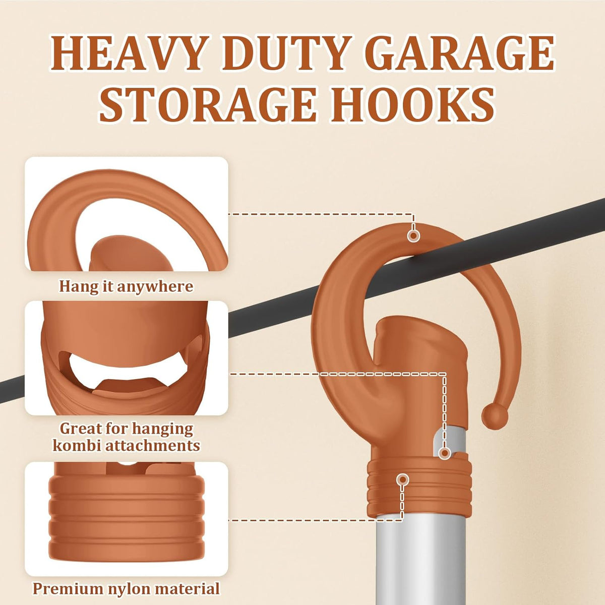 3 Pack Heavy Duty Garage Storage Hooks Shed Hooks Compatible with Stihl Kombi Attachments, Power Tool Holder Organizer Hangers for Grass Trimmer, Hedge Trimmer, Garage Wall, Garage Trimmer