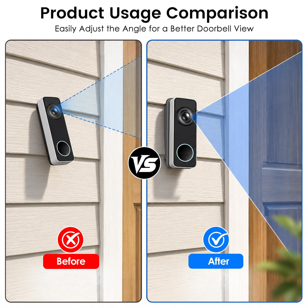 Vinyl Siding Mount for Wyze Doorbell Camera, Adjustable Angle Doorbell Wedge Corner Mounting Bracket Kit for Wyze Duo Cam Video Doorbell, Solve Siding Tilt Problem (4" Standard Vinyl Siding Only)