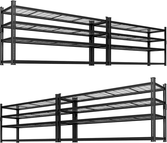 Storage Shelves Heavy Duty 4 PCS, 60"L x 24"W x 60"H Garage Wire Shelving Unit Loads 2640LBS, 4-tier Adjustable Metal Industrial Utility Shelf Rack for Kitchen, Laundry, Pantry, Warehouse, Basement