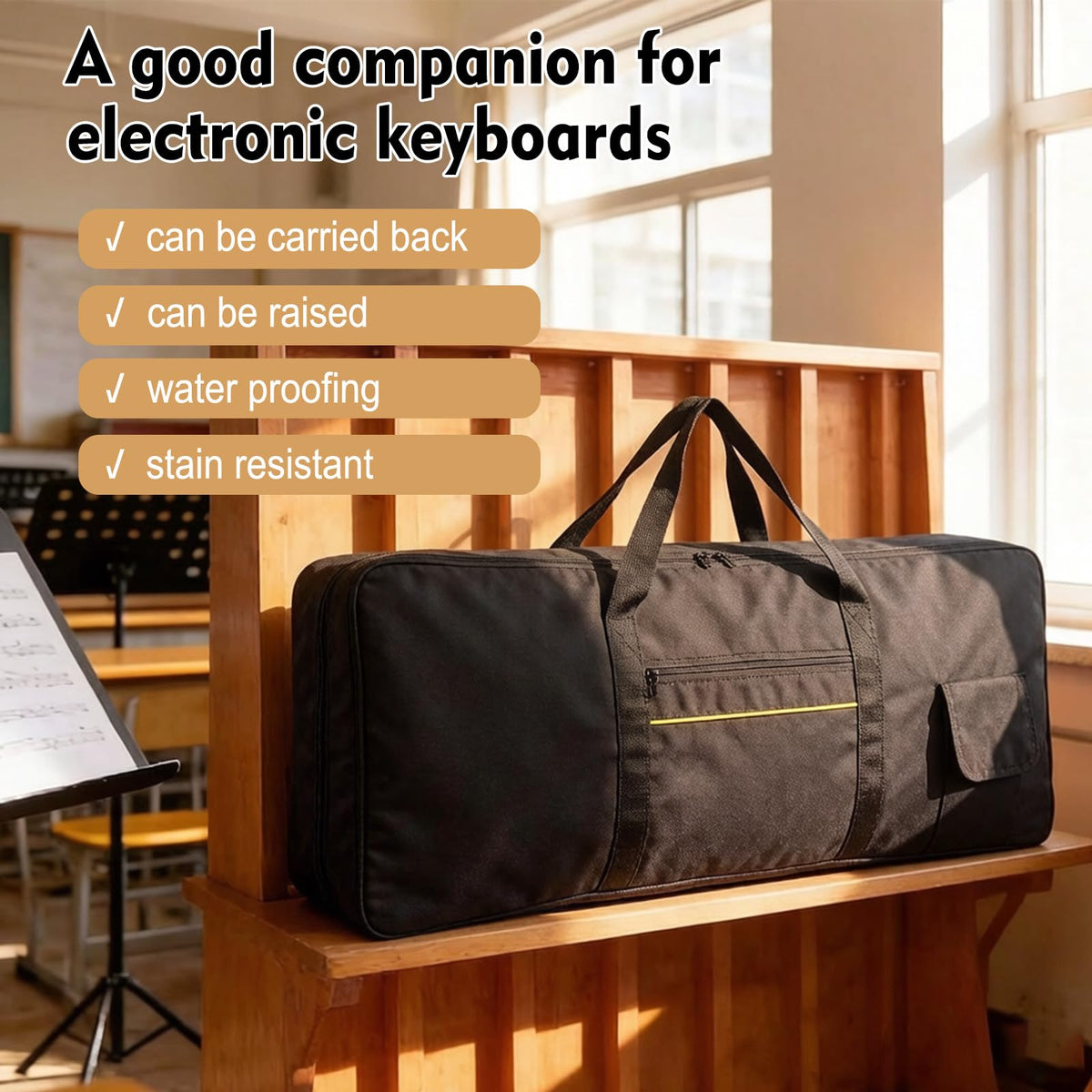 61 Key Keyboard Case, 38.6x16.2x5.1Inch Piano Bag with Handle and Pockets
